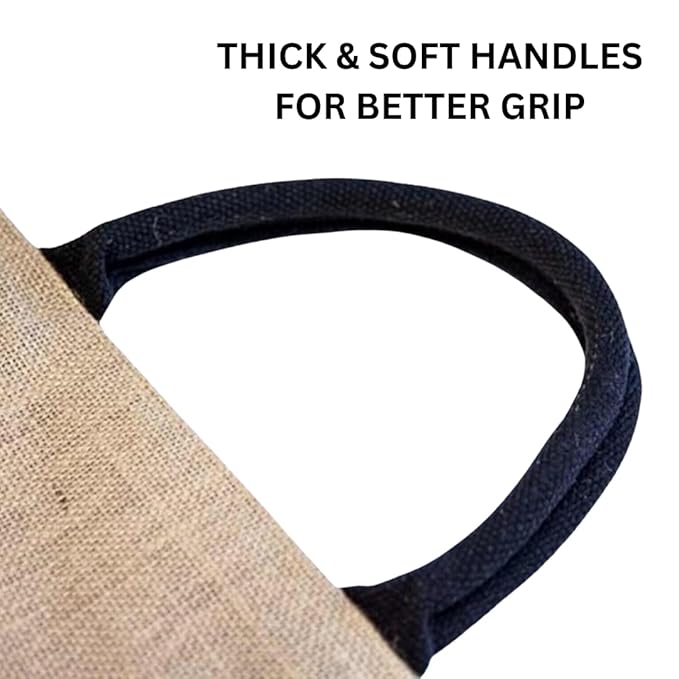 Black & Natural Eco-Friendly Jute Shopping Bags (Medium Size)