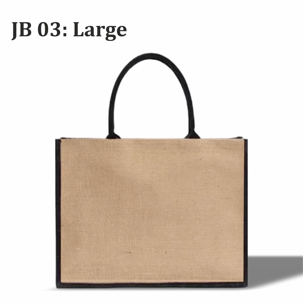 Black & Natural Eco-Friendly Jute Shopping Bags (Large Size)