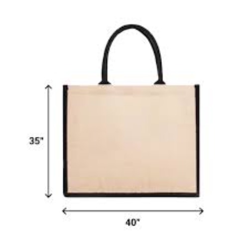 Black & Natural Eco-Friendly Jute Shopping Bags (Large Size)