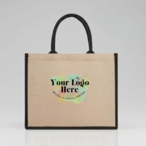 Black & Natural Eco-Friendly Jute Shopping Bags (Large Size)