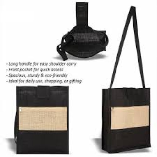 Jute Shoulder Bag with Pocket