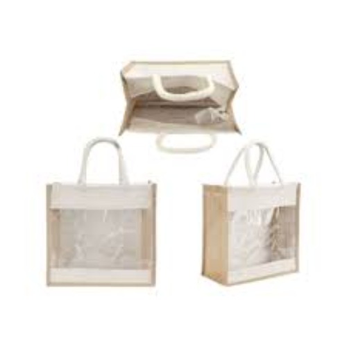 Jute Bags With Window With Zipper
