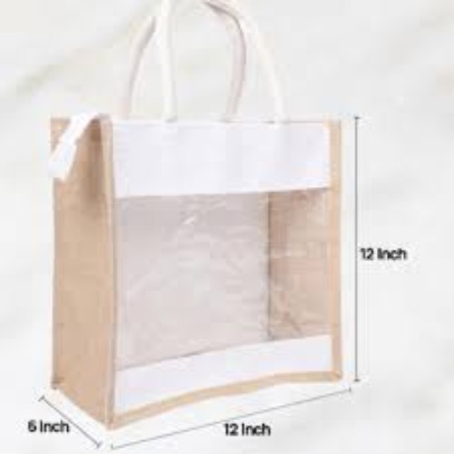 Jute Bags With Window With Zipper