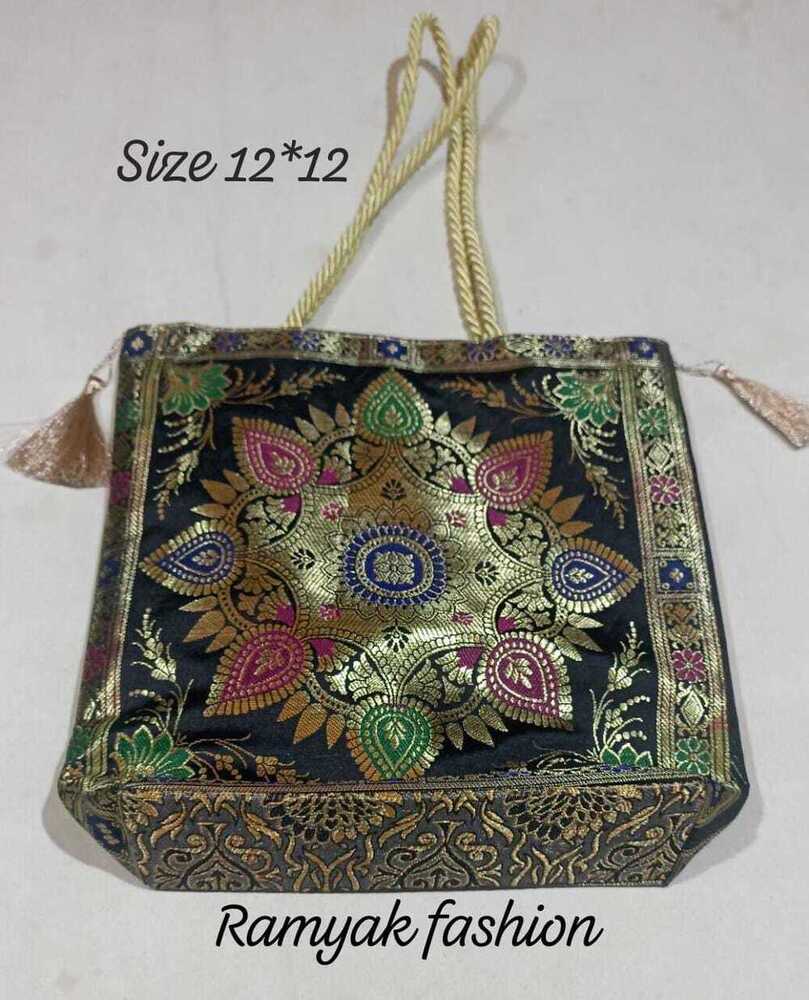 Banarasi Handle Bag With Double Pocket