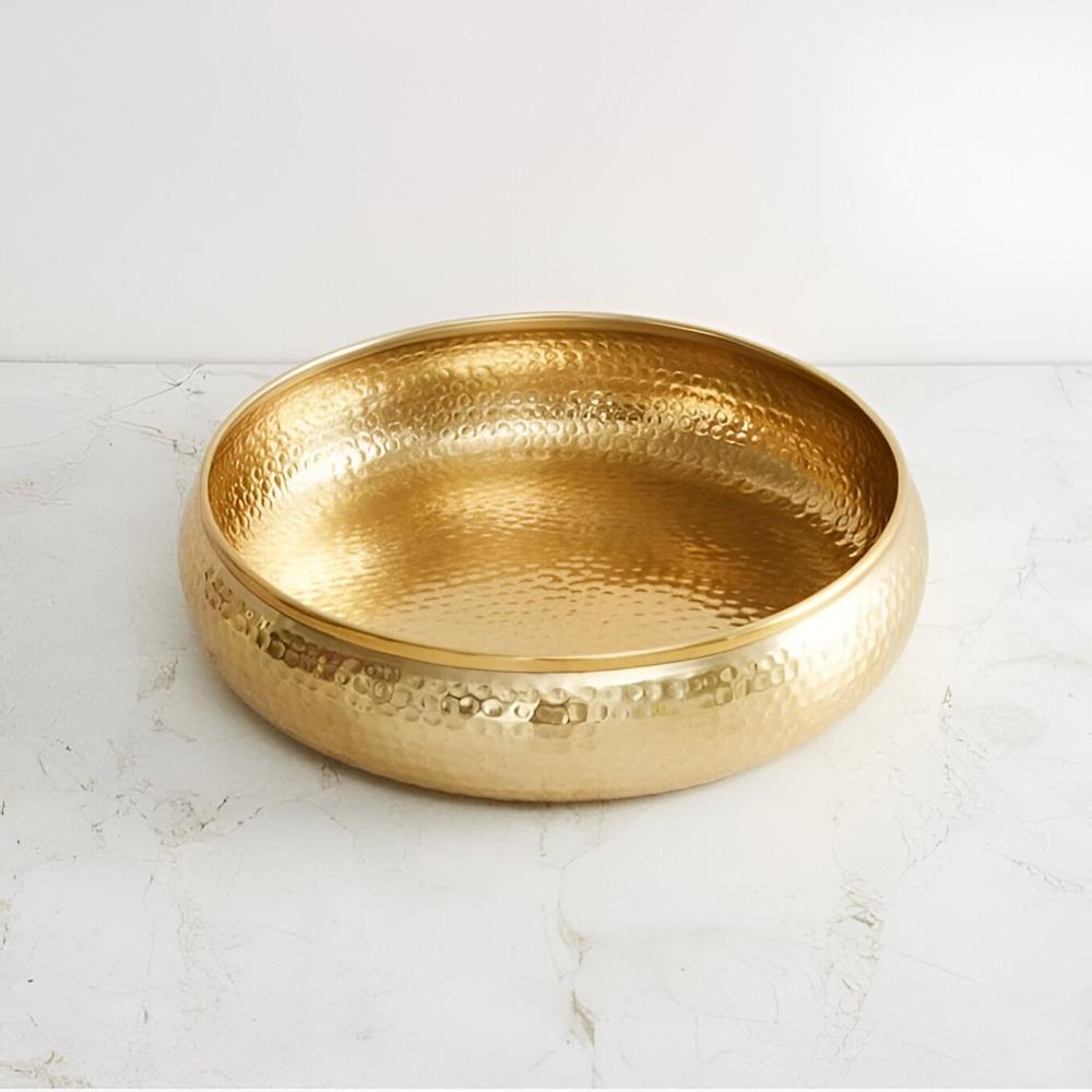 8 Inch Metal Hammered Urli, For Home Decor - Color: Gold