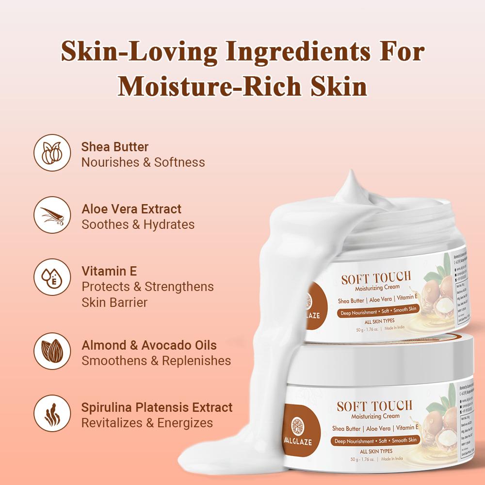 Alglaze Soft Touch Moisturizing Cream with Shea Butter, Aloe Vera & Vitamin E