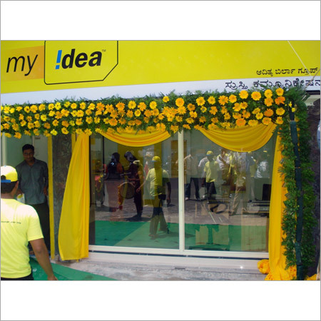 Office Decoration - Fabric & Flower Design, 10-20 ft Length, 6-8 ft Height, Yellow Color | Customizable Design, Easy Installation, Durable Material, Aesthetic Appeal, Enhanced Ambiance