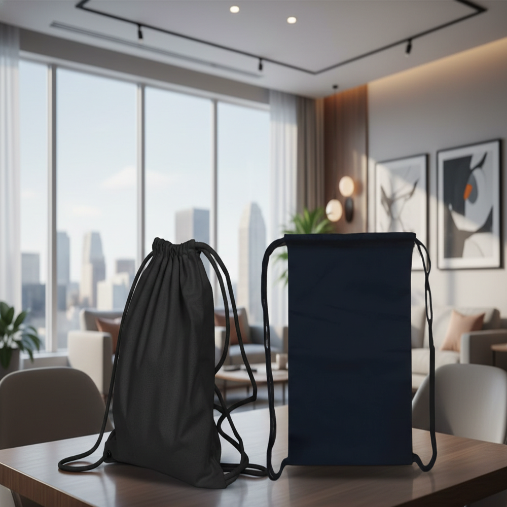 Drawstring Backpack Bag (black) - Capacity: 10-12 Kg