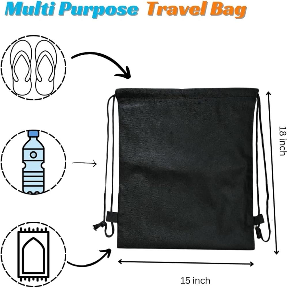 Drawstring Backpack Bag (Black) - Capacity: 10-12 Kg