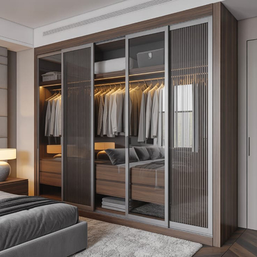 Wooden Cupboard With Aluminium Profile Shutter - Design: Standard