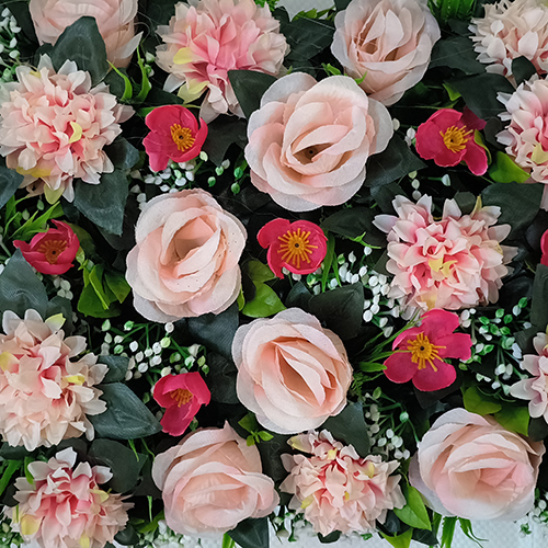 Fabric Artificial Rose Flower Pink Wedding Channel Patta
