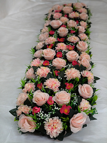 Fabric Artificial Rose Flower Pink Wedding Channel Patta