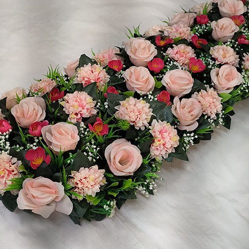 Fabric Artificial Rose Flower Pink Wedding Channel Patta