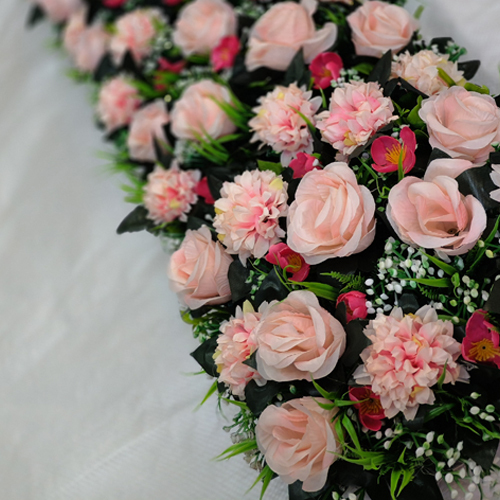 Fabric Artificial Rose Flower Pink Wedding Channel Patta