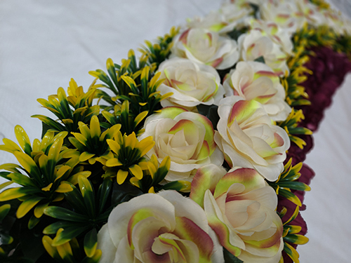 Burgundy Red And White Artificial Flower Table Centerpiece