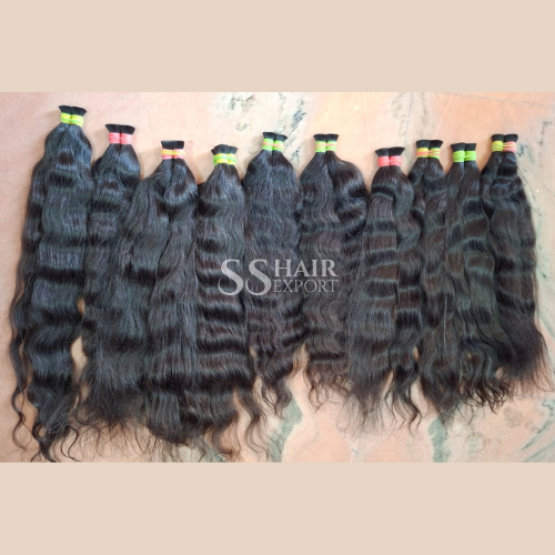 Raw Bulk Human Hair Natural Black Indian Single Donor Virgin Hair 32inches
