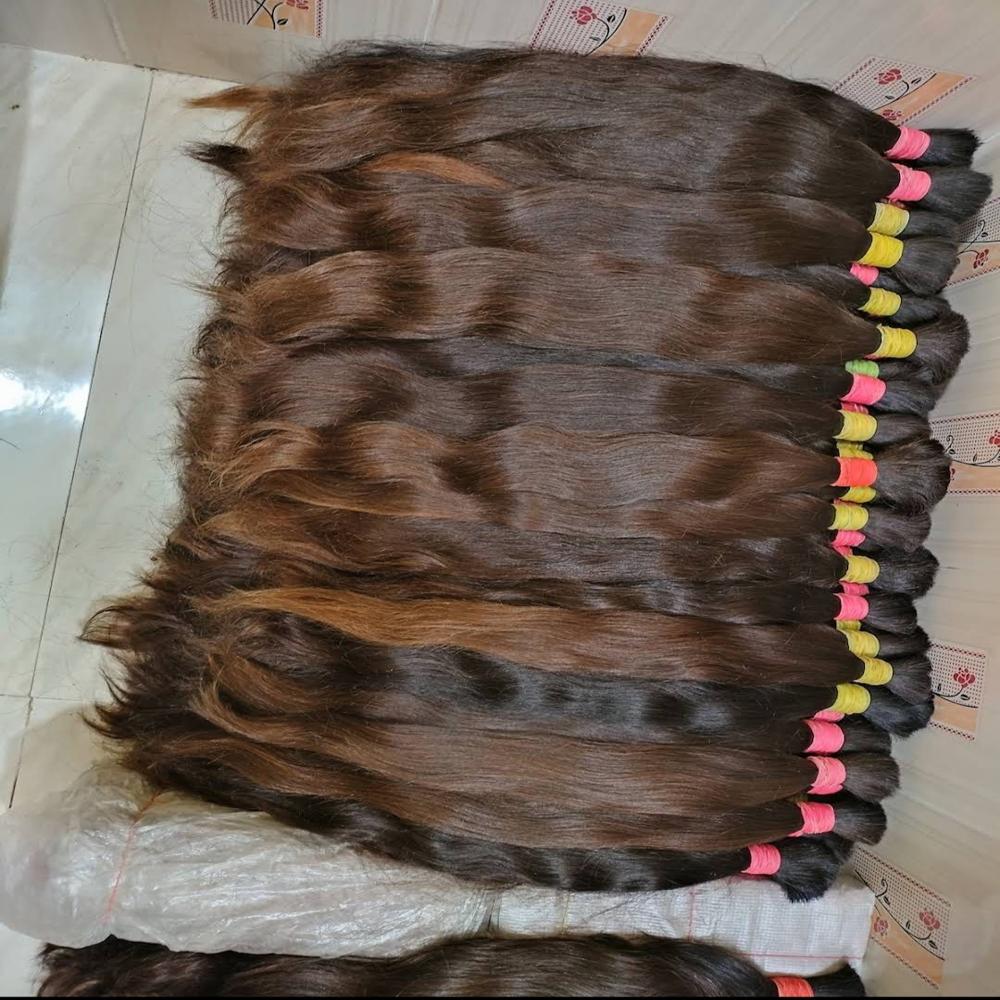 Brown Bulk Hair Indian Human Hair 10-32in Unweft Weaving