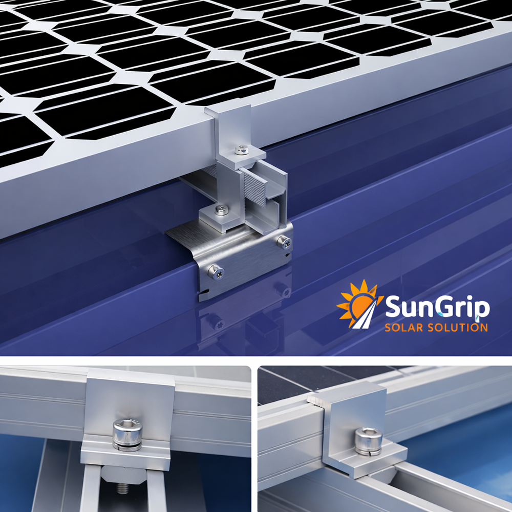 Solar Panel End Clamp - Color: Silver