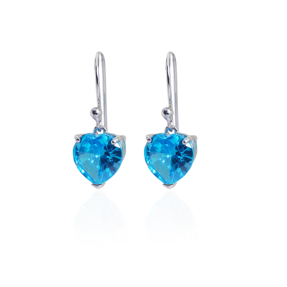 Silver Blue Heart Earrings for Women | Gemstone Jewelry