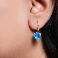 Silver Blue Heart Earrings for Women | Gemstone Jewelry
