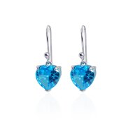 Silver Blue Heart Earrings for Women | Gemstone Jewelry