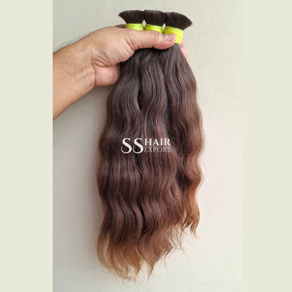 Brown Bulk Human Hair Indian Raw Hair Extension Natural Unweft Weaving Braiding