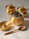 Brass Ghee Pot Set - Color: Golden