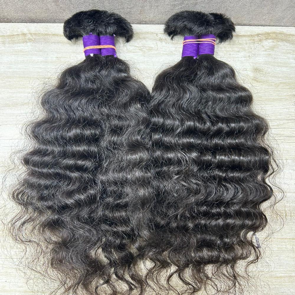 Deep Wave Bulk Human Hair Bundle For Braiding Indian Hair Unweft Weaving