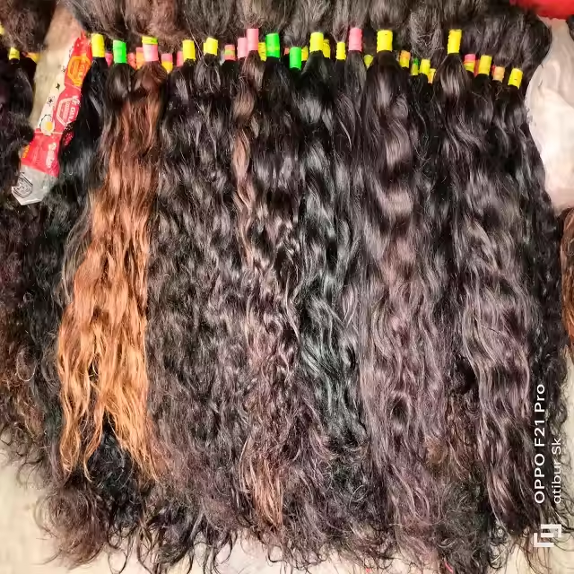 Brown Wavy Ustiched Indian Bulk Human Hair Extension For Braiding