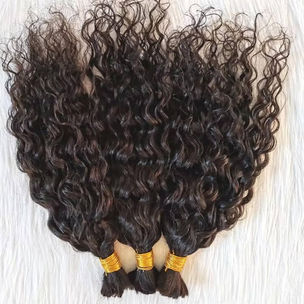 Curly Bulk Human Hair Natural Indian Hair Bundle Unweft Weaving