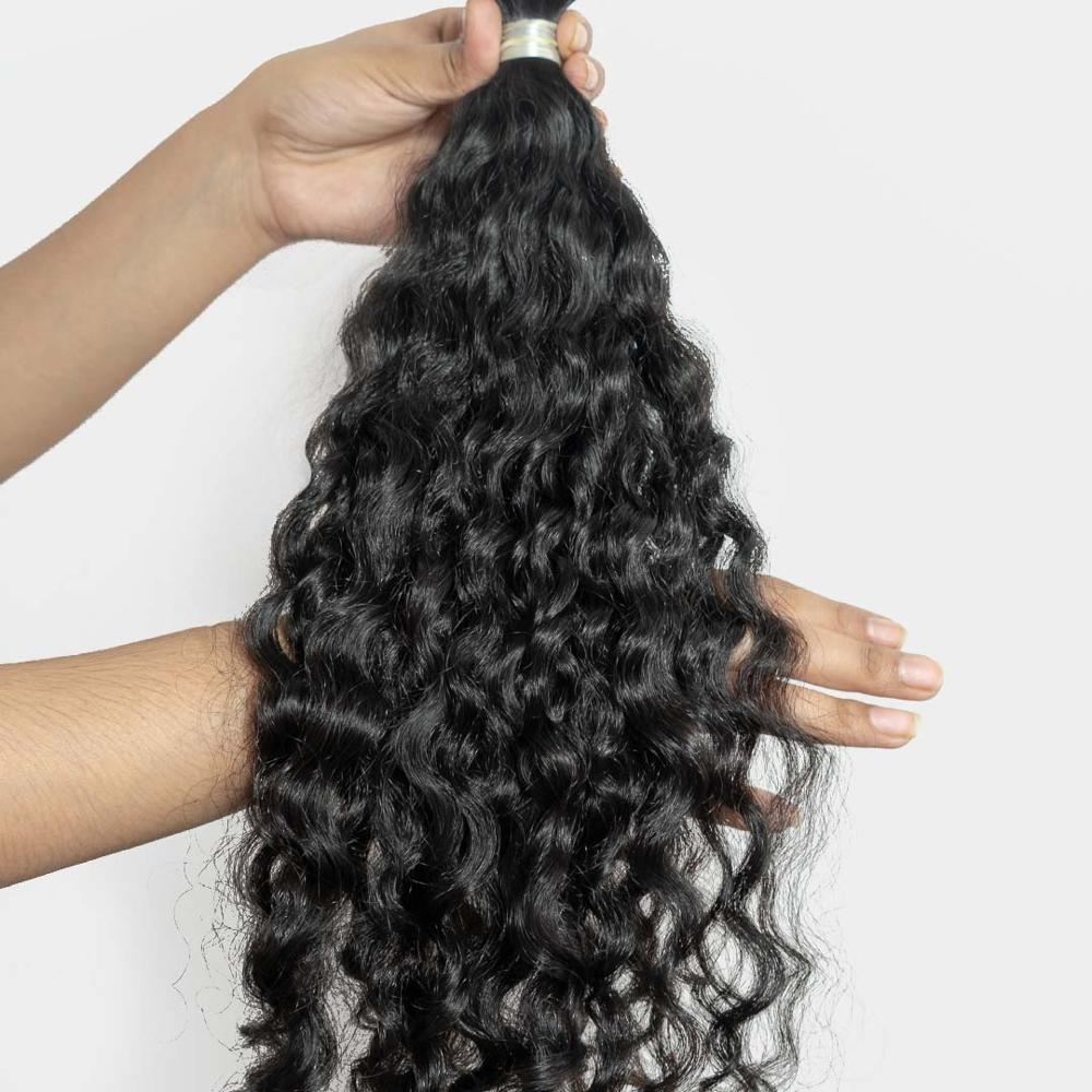 Curly Bulk Indian Hair Natural Unweft Weaving Braids