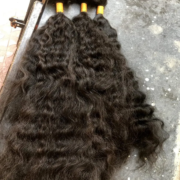 Curly Bulk Indian Hair Natural Unweft Weaving Braids