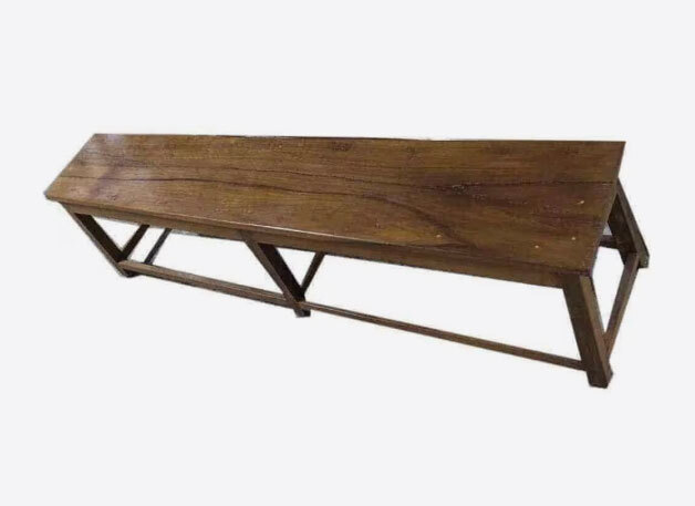 Rectangular Polished Wooden School Bench (Brown) - Assembly: Pre-assembled