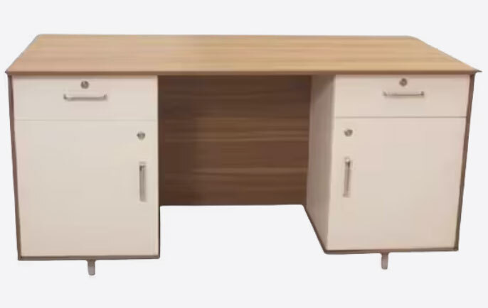 Rectangle Laminated Wood Office Table Brown