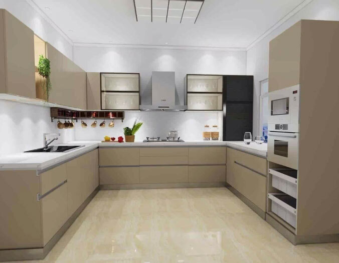 L Shape PVC Modular Kitchen For Home
