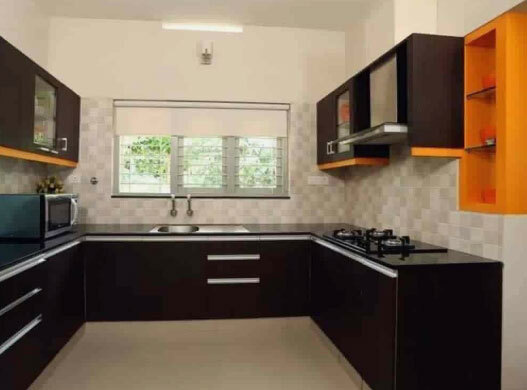 Polished Plywood U Shape Modular Kitchen