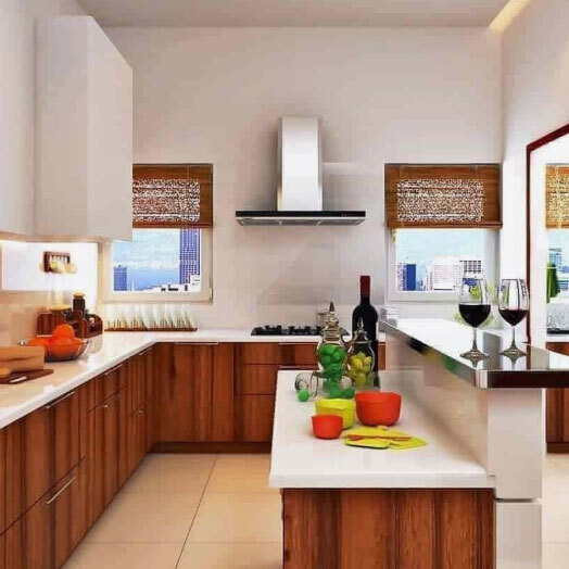 L-Shaped Island Modular Kitchen For Home