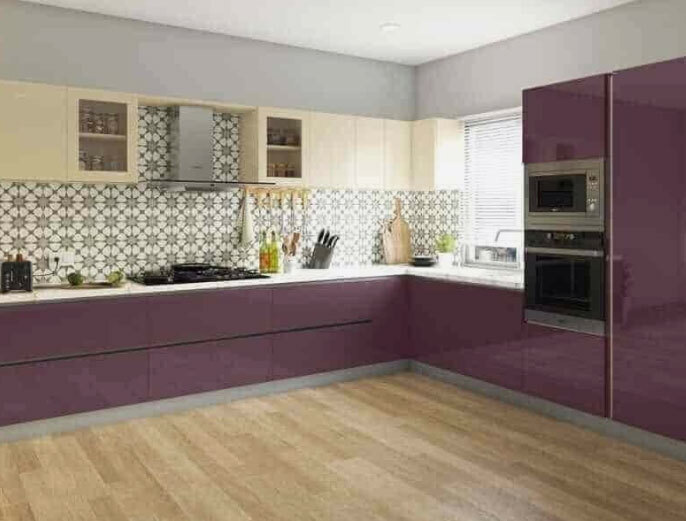 L-Shaped Island Modular Kitchen For Home