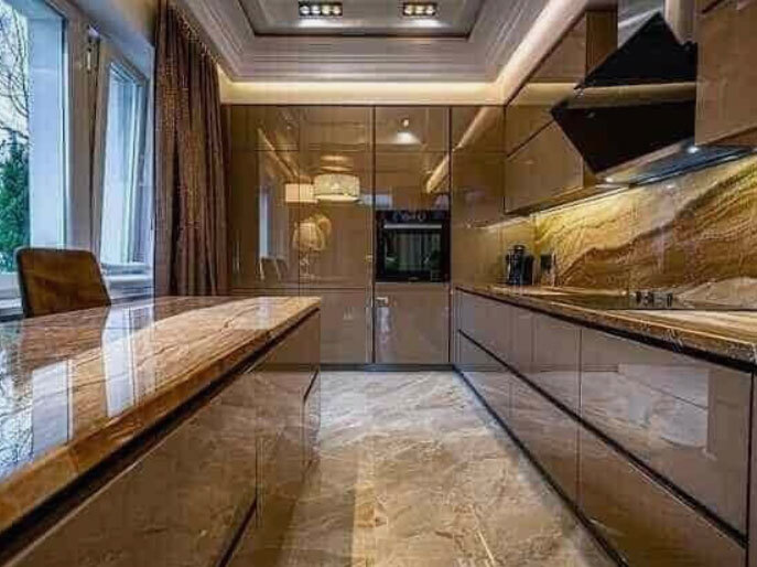 Parallel Shaped Granite Modular Kitchen