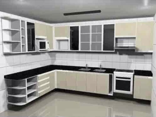L Shape Colour Combination Modular Kitchen