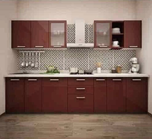 Ply Wood Matte Straight Modular Kitchen
