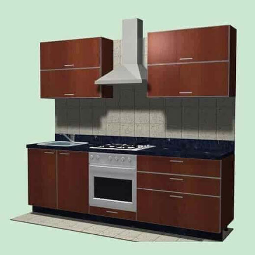 Wood Cherry Straight Modular Kitchen