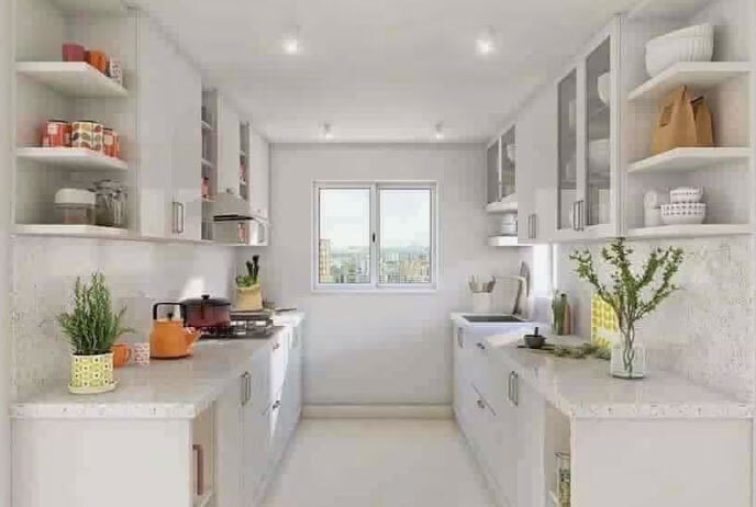 Parallel Shaped MDF Modular Kitchen