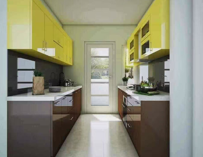 Parallel Shaped MDF Modular Kitchen