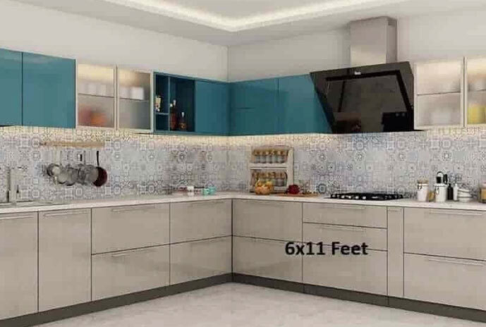 Plywood L Shape Modular Kitchen