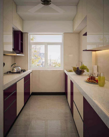 Laminated Parallel Shaped Wood Modular Kitchen