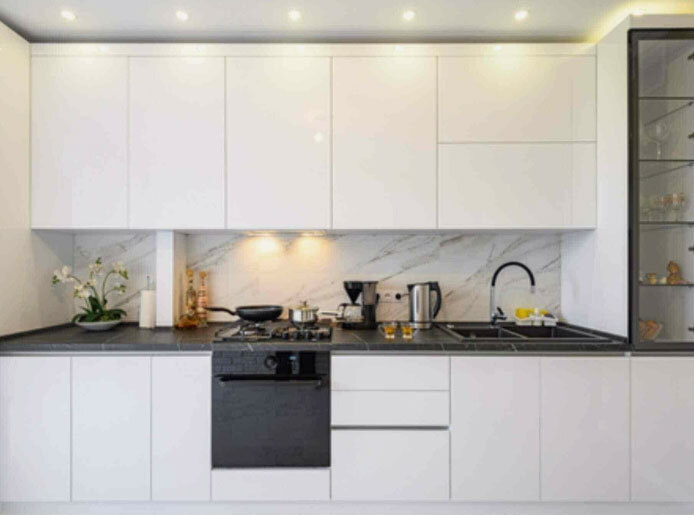 Modern Acrylic Straight Modular Kitchen For Home