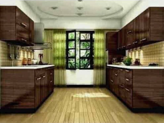 Parallel Shaped Wood Modular Kitchen