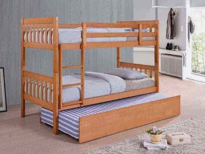 Rectangular Adults Wooden Bunk Bed (Brown)