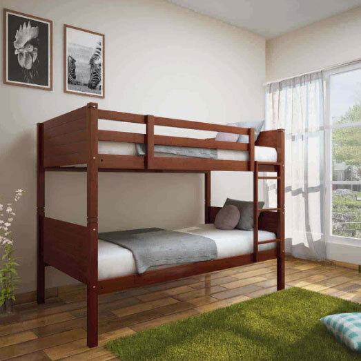Rectangular Adults Wooden Bunk Bed (Brown)